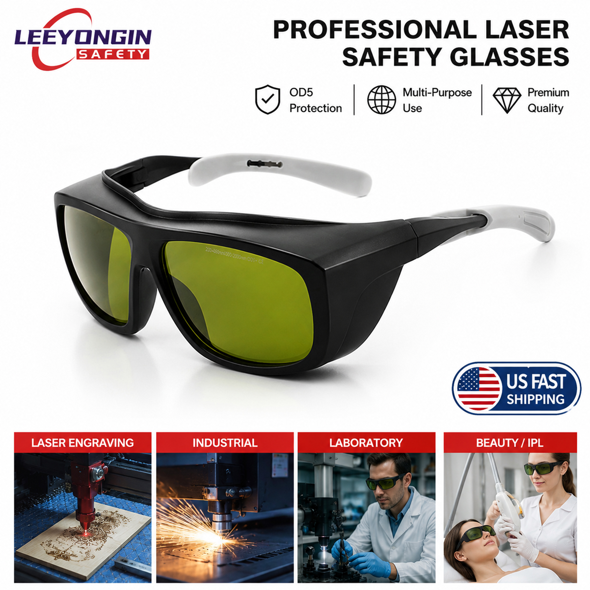Industrial Uv Laser - Laser Safety Glasses OD5+ Professional Laser