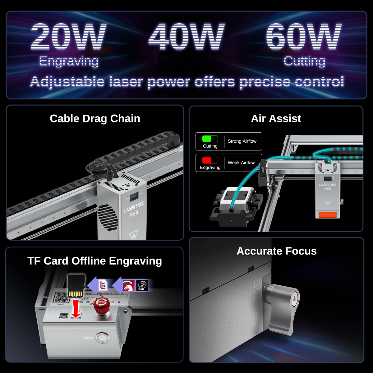 LASER TREE K1MAX Laser Engrave – Laser Power Supply 60W recenzja i cena